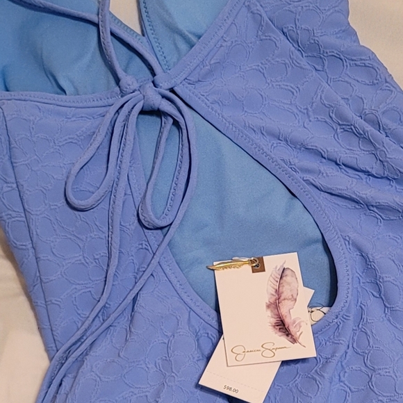 One-piece swimsuit by Jessica Simpson textured floral design size large NEW - Picture 4 of 5